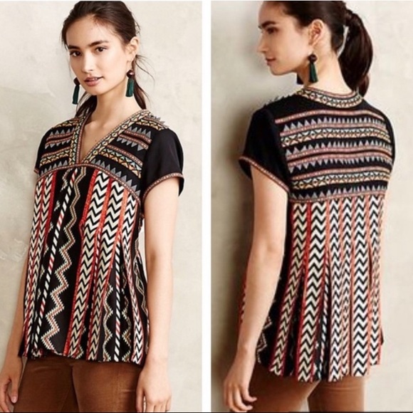 Anthropologie Chevron Enbroidered Top - Picture 5 of 10